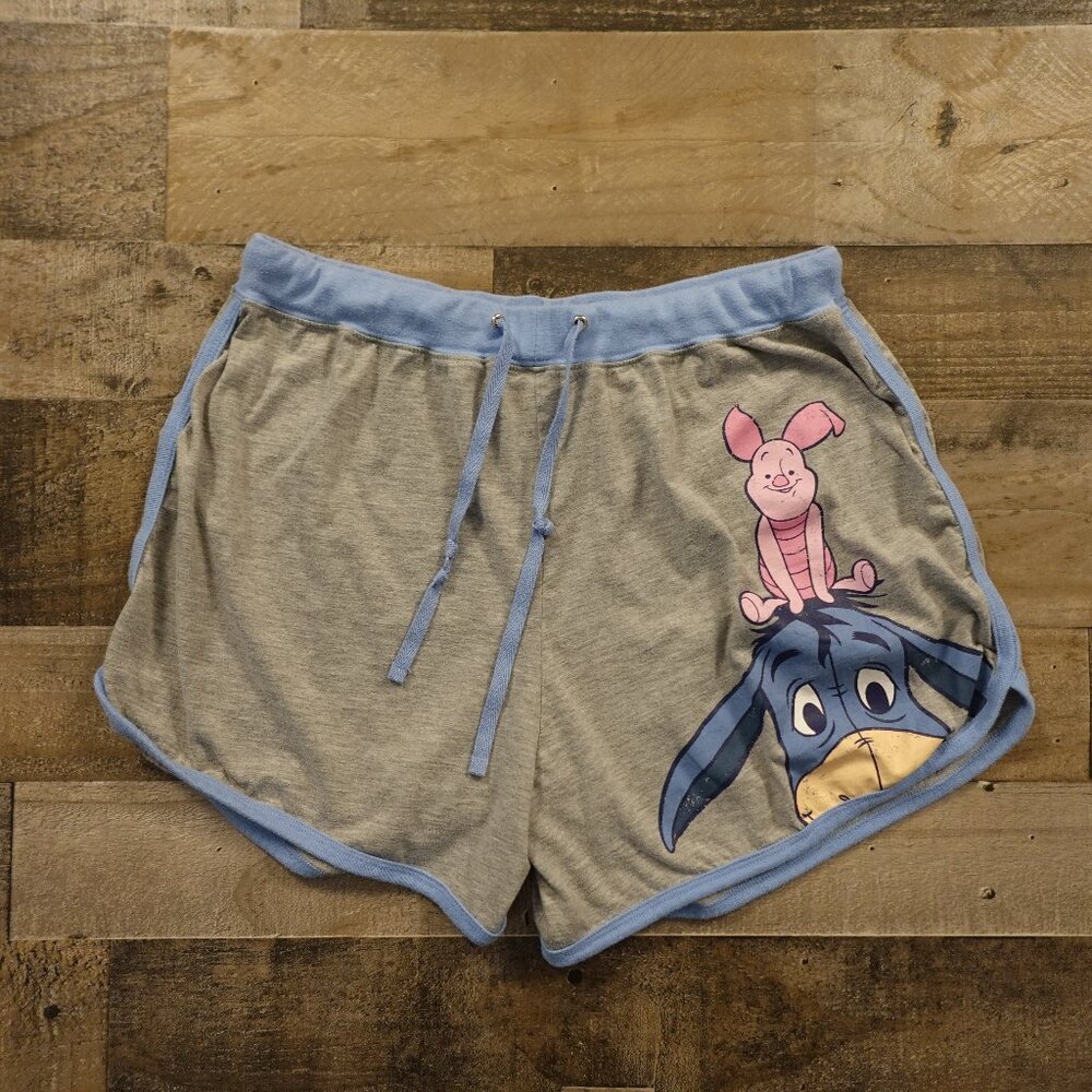 Disney Winnie the Pooh Eeyore Piglet‎ sweat shorts women's 1XL gray